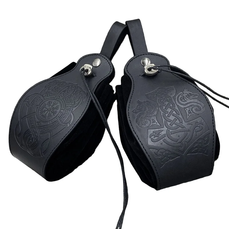 

Rune Pouch Drawstring Hang Coins Bag Costume Renaissance Vintage Dice Storage Bag Leather Suede Medieval Loop Belt Prop Adult