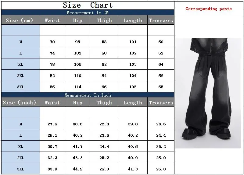2026 Punk Y2K Stil Vintage Blaue Plissierte Baggy Jeans für Herren – Luxuriöse Straight-Leg Denim-Hose Pantalon Homme – Detail 3