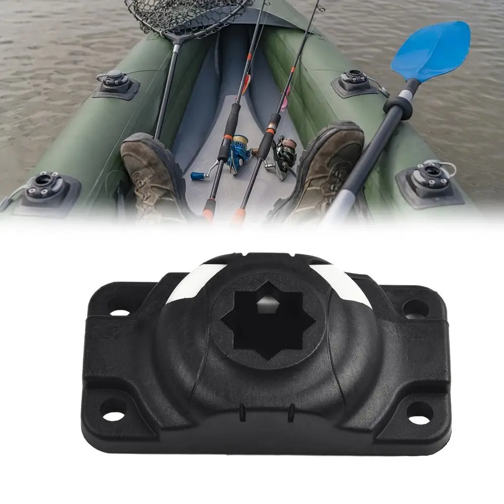New Black Kayak Rod Holder Base ABS Secure Rod Holder Mount Base Versatile Kayak Boat Fishing Rectangular Mount Base