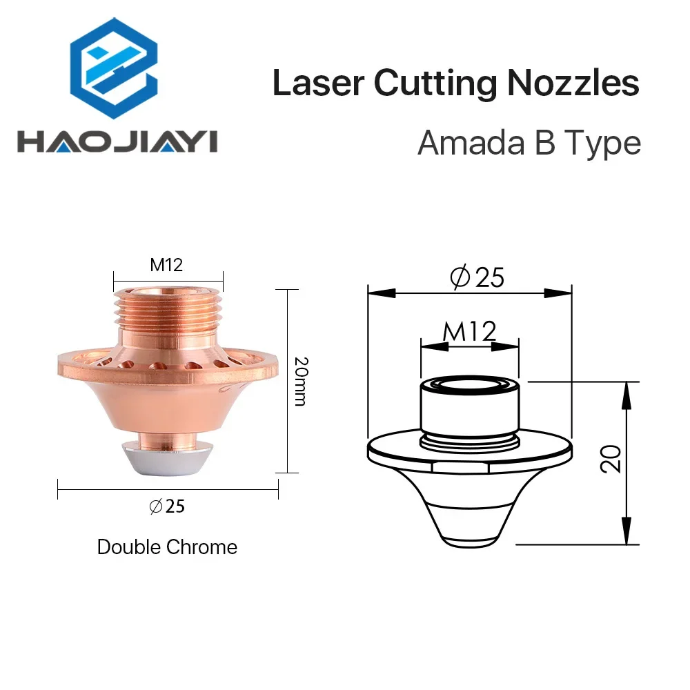 Boquilla de corte láser Amada B tipo D25 H20 M12 boquilla cromada doble individual para máquina cortadora de fibra de 1064nm