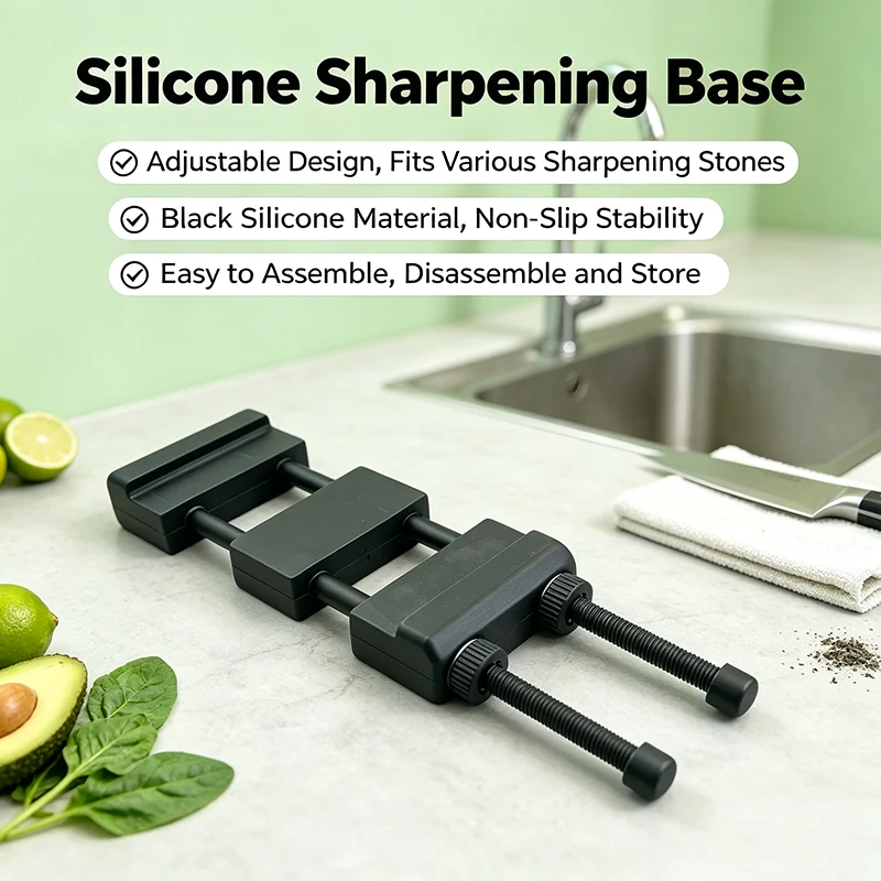 Adjustable Whetstone Holder Stand Non-Slip Rubber Base Universal Sharpener Stone for Restaurant Butcher Knife Sharpening Use