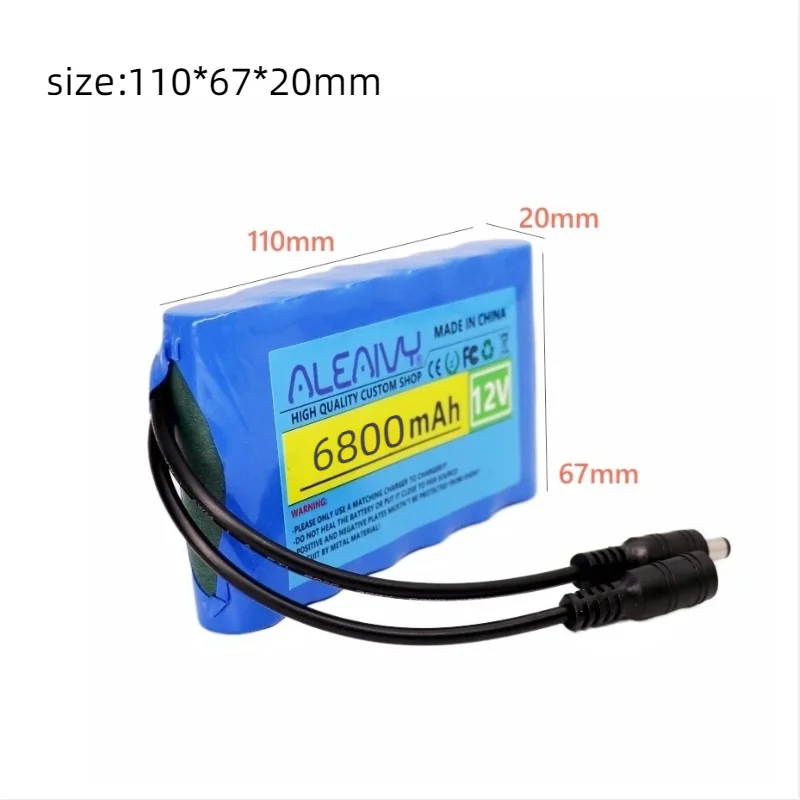 12V 6800mAh 3S2P 18650 Portable Battery With BMS - Ideal For Navigators, LED Lights, Speakers, CCTV & 12V Small Devices