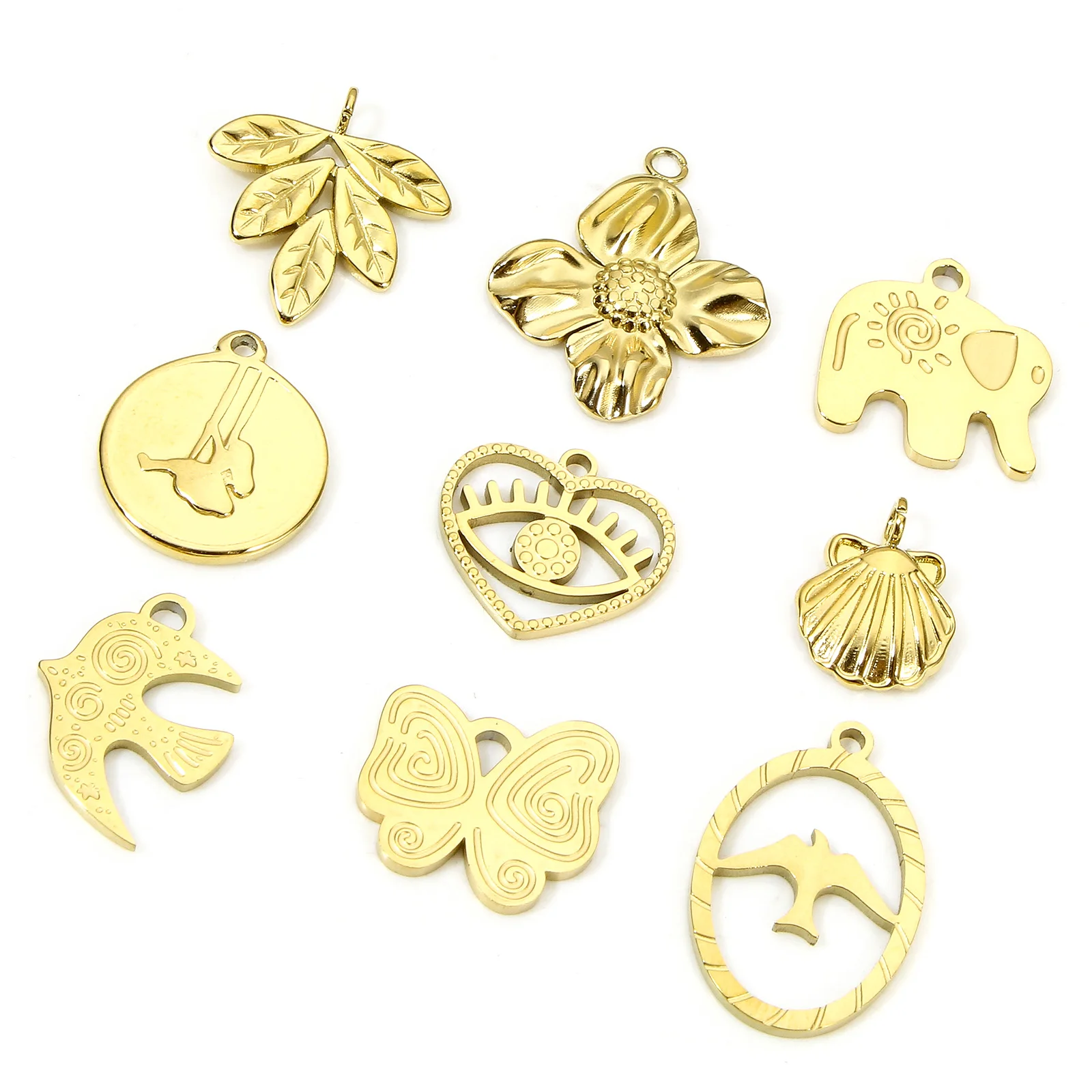 3d Leaf Charms 304 Stainless Steel Pastoral Style Pendants Gold Plated Small Pendant Diy Bracelet Earrings Necklace Accessories image 6
