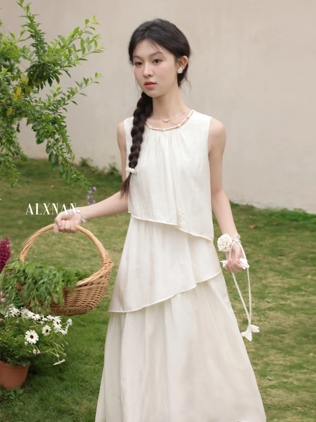 Ele Light Peach Color Vest Dr Women Summer Design Svel Long Dr Casual Loose Waist Other Material 00%