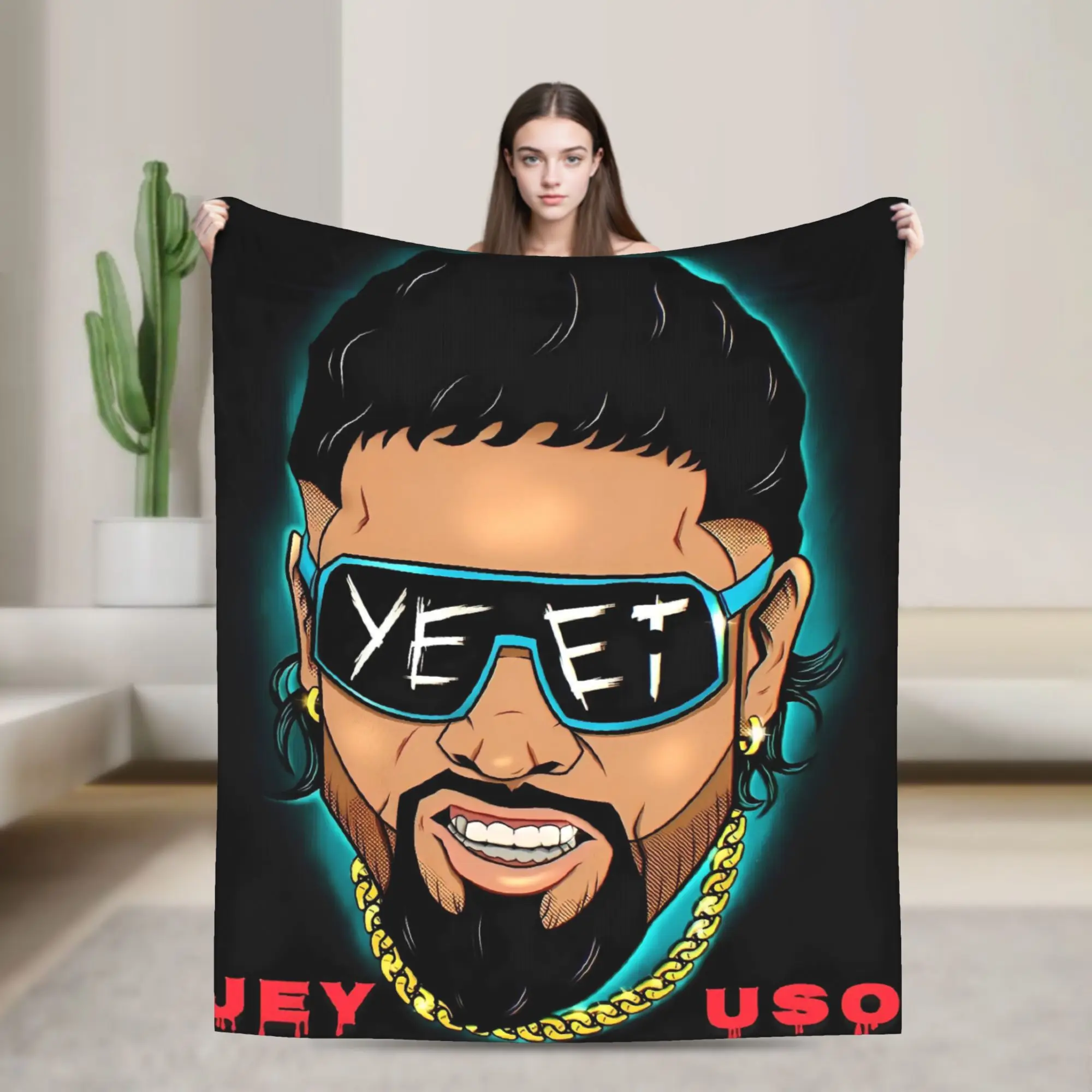 JEY YEET USO Wrestling Blanket Quality Soft  Throw Blanket Winter Students Couch Chair Graphic Bedspread
