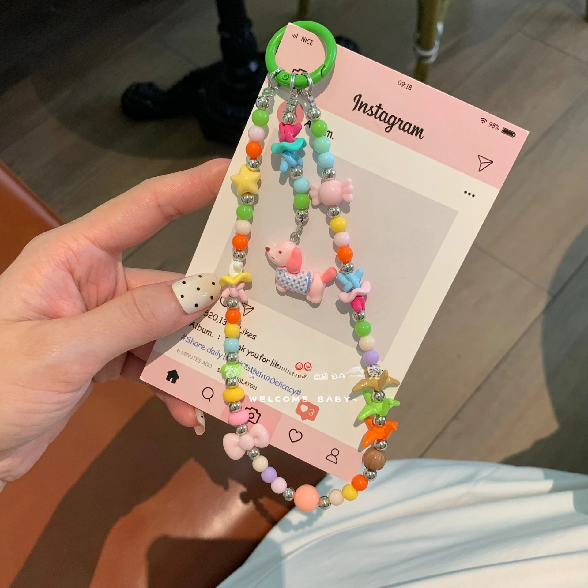 Colorful Dopamine Cute Dog Cat Short Phone Charm Lanyard Cartoon Fruit Phone Chain Universal Phone Accessories Anti-lost Pendant