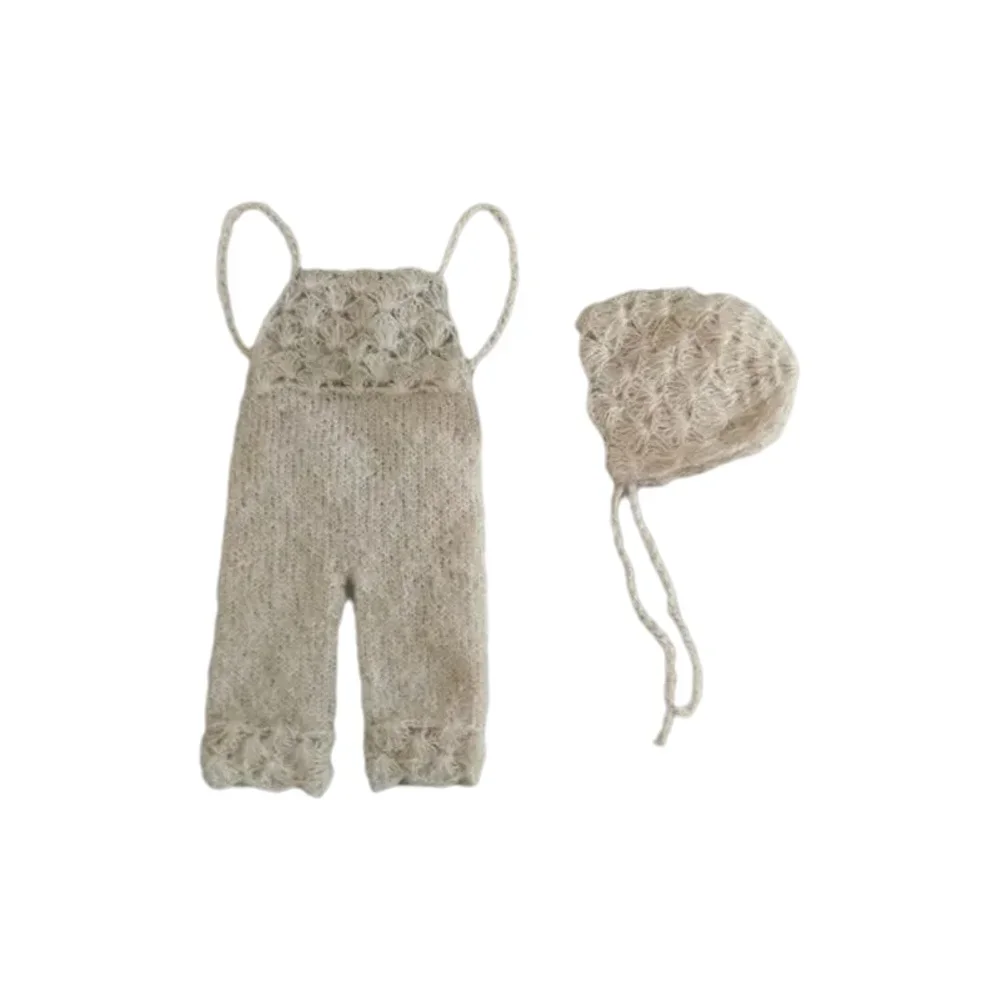 Baby mohair pants photography props,handmade overalls shell pattern mohair pants