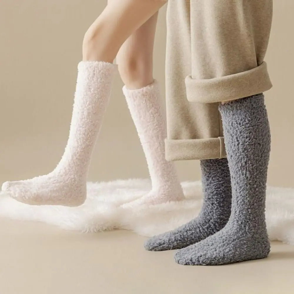 

3 пары кавайных простых носков из кораллового флиса, зимние плюшевые носки для сна, удобные чулочно-носочные изделия, зимние утепленные чулки, зимние