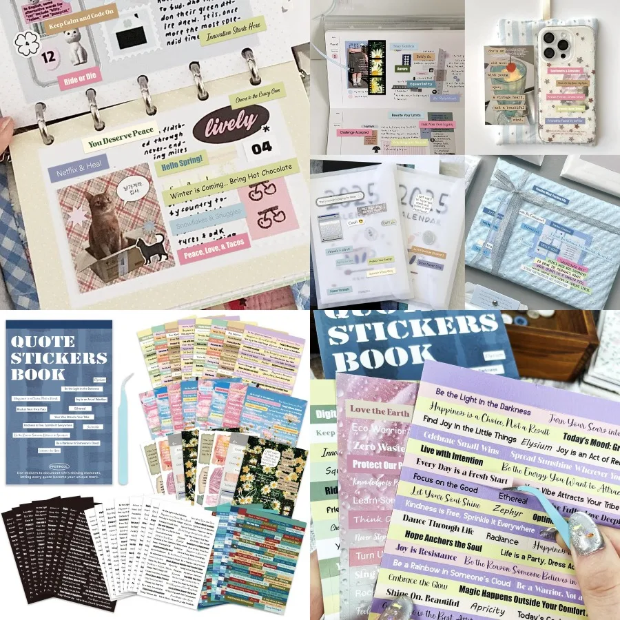 

2346PCS Quote Stickers 48 Sheets Scrapbook Supplies Kit with Inspirational Word Stickers for Journaling Card Making Vision Boar