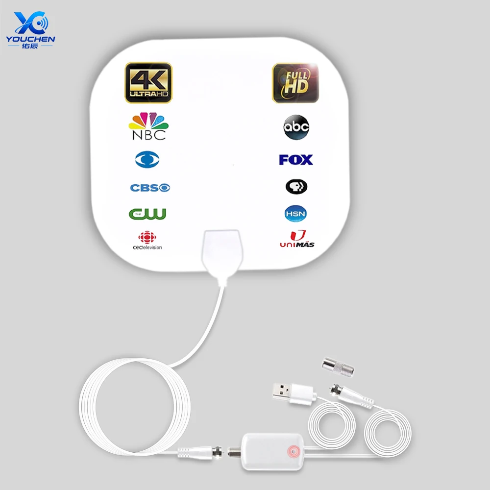 Indoor Digital TV Patch Antenna with Amplifier 25dBi Long Range HDTV Antenna for Local Free Channels,4K TV Antenna Free Channels view 2