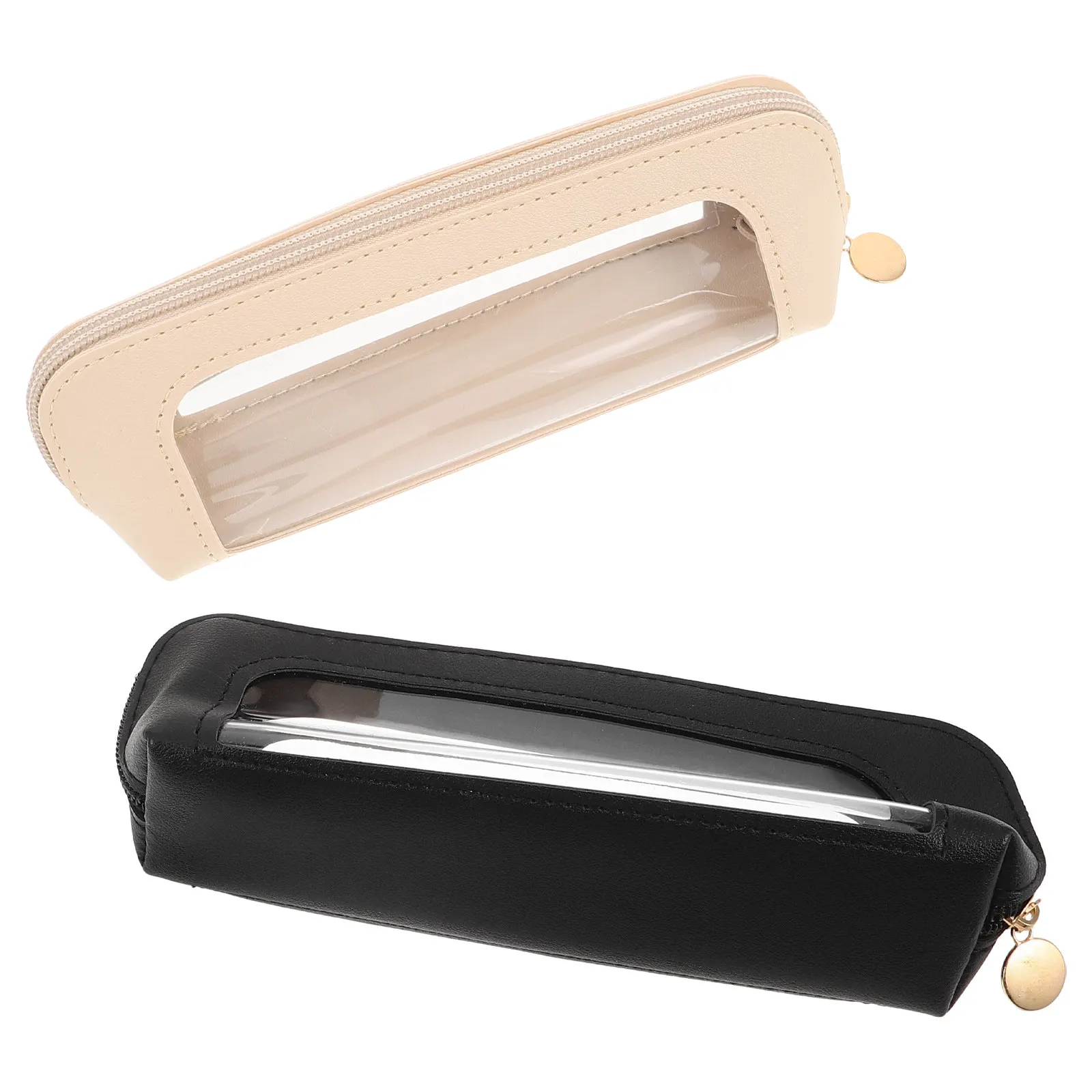 2Pcs Portable Makeup Brush Travel Case Organizer Transparent Material Large Capacity Pouch Beauty Brushes Pencils