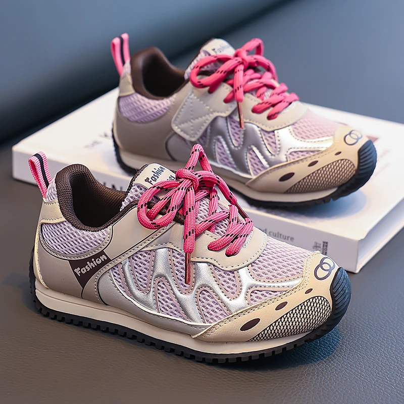 Girls Casual Sneakers Children Tennis Mesh Running Shoes Non‑Slip Lightweight Sports Shoes Outdoor Walking Trainers for Kids