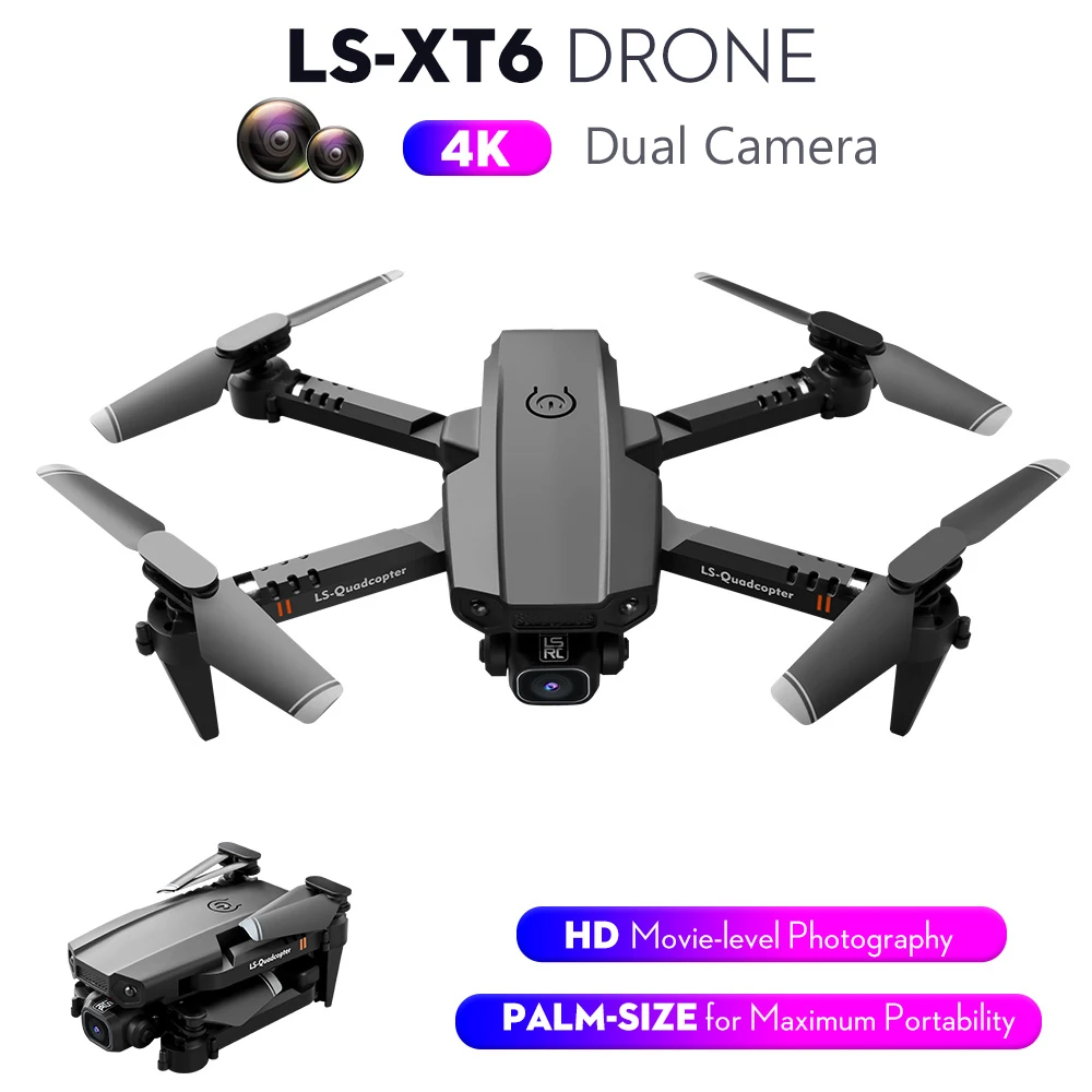 LS-XT6 RC Drone with Camera 4K Drone Dual Camera Track Flight Gravity Sensor Altitude Hold RC Quadcopter for Adults Kids