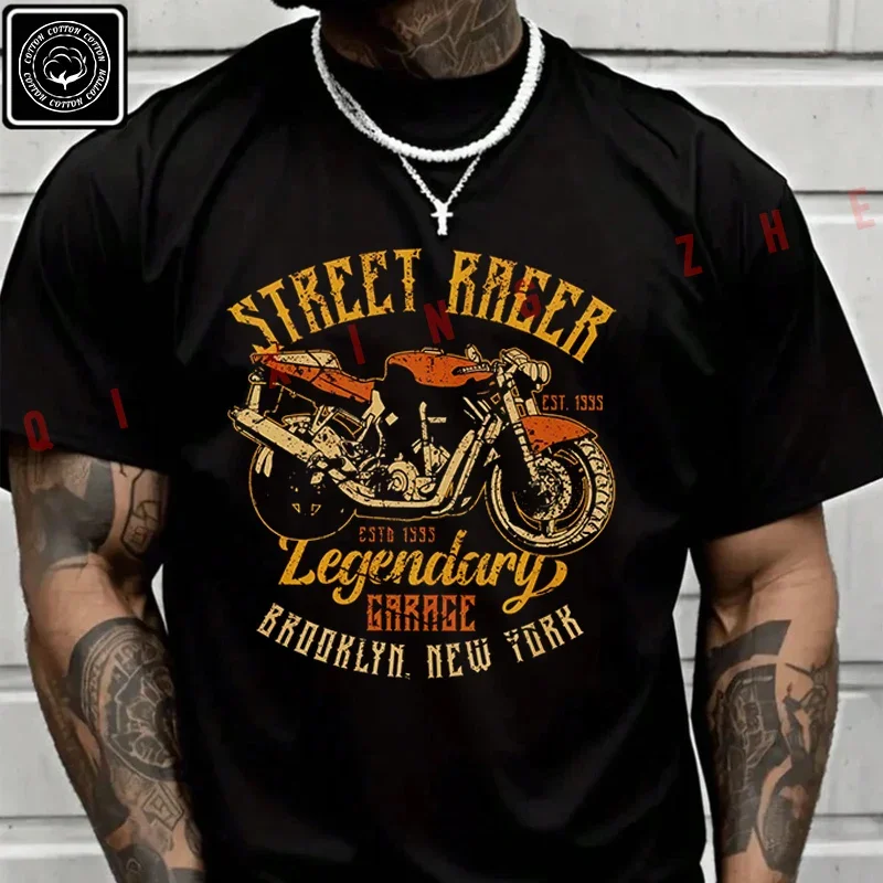 

Street Racer Motorcycle Legendary Garage Brooklyn NY T-Shirt Cotton Fans Men New Fashion Summer Short SleeveO-Neck T Shirt