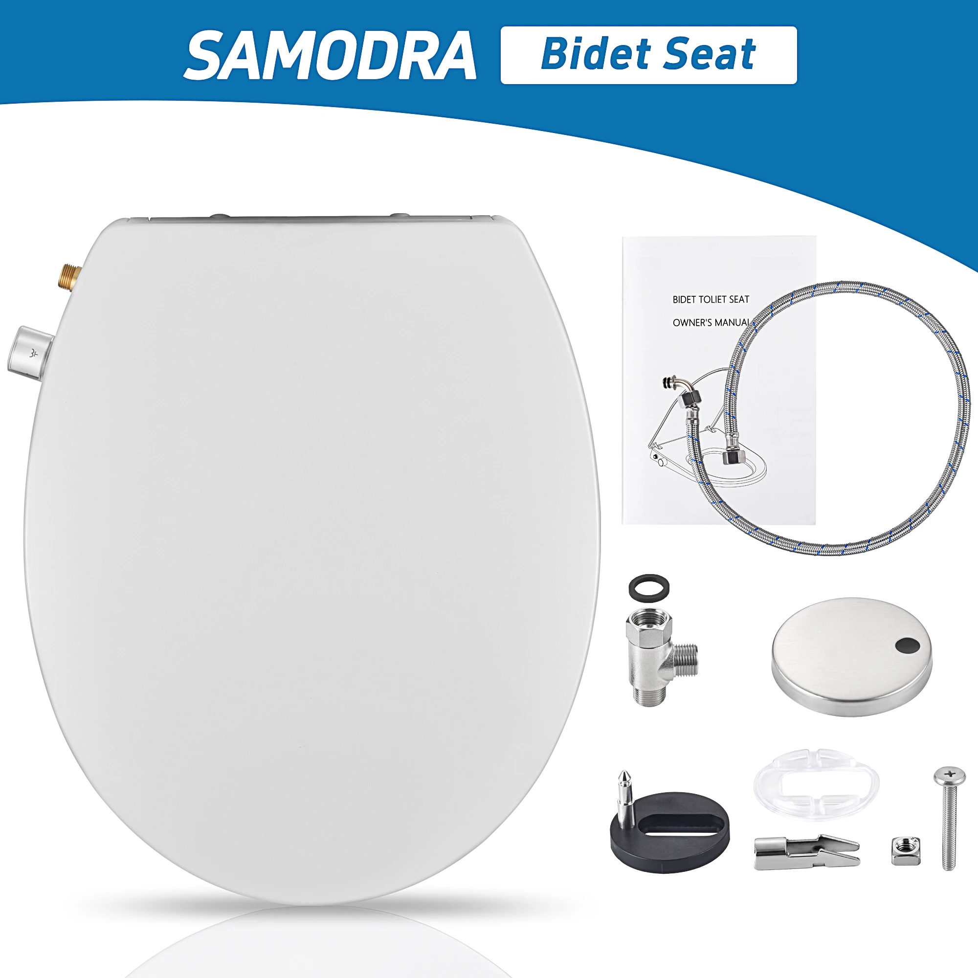 Samodra runde, nicht-elektrische Bidet-Toilettensitze, weiß (nur für europäische Toiletten geeignet) – Detail 9