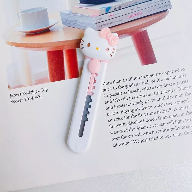 مرحبا كيتي سكّين متعدّد الاستخدامات لطيف أطفال قرطاسية فتاة محمول مصغّر أونبوكسينغ أداة ورقة تمزيق سكين مكتب اللوازم المدرسية هدية