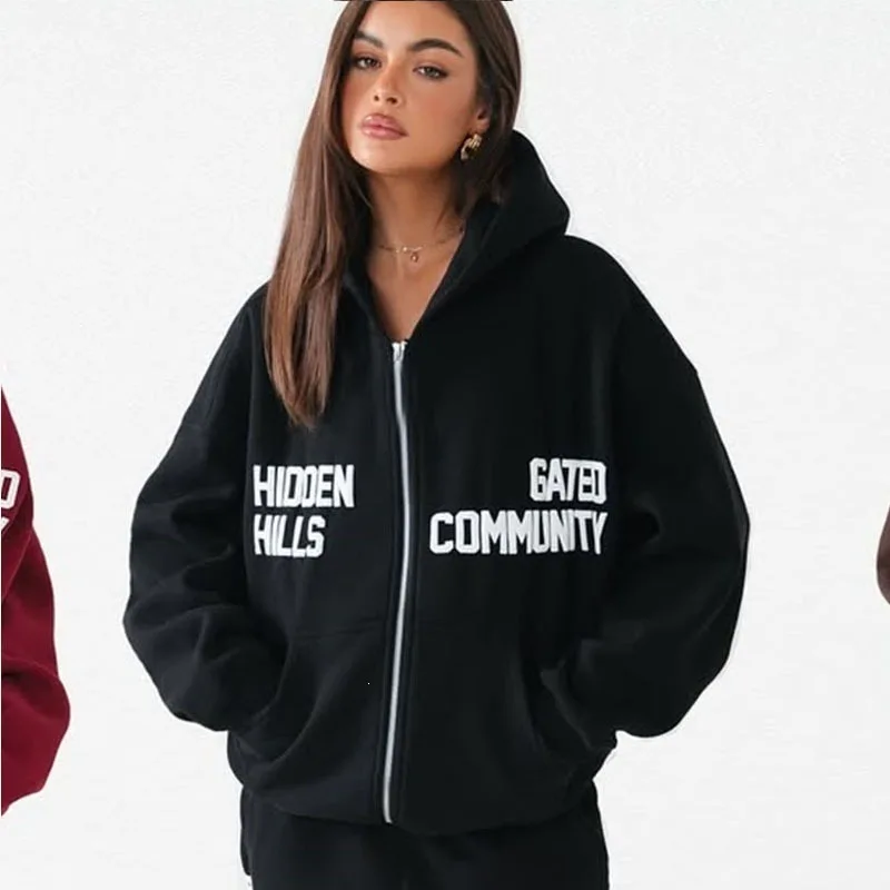 Heather-Grauer Doppelseitiger Reißverschluss-Hoodie mit Schaumstoffdruck Übergroße Freizeitjacke – Detail 5