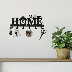 Crafts 1pc Key Holder For Wall With 6 Hooks, Decorative Metal Key Rack, Simple Creative Key Hooks Towel Rack