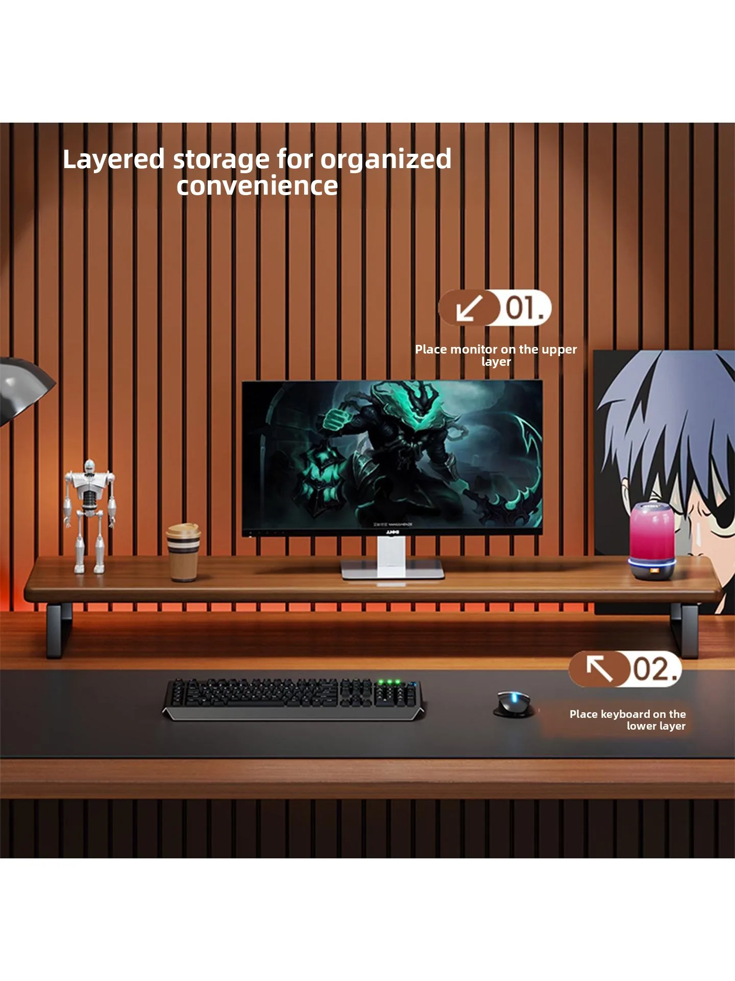 Desktop Computer Riser Stand Office Desk Monitor Heightened Base Storage Organizer Computer Accessories Desk Lift Stand