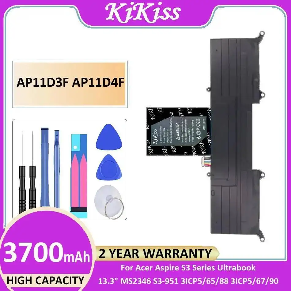 

Аккумулятор для ноутбука AP11D3F AP11D4F 3700 мАч для ультрабука Acer Aspire S3 серии 13,3 дюйма MS2346 S3-951 3ICP5 65 88 67 90