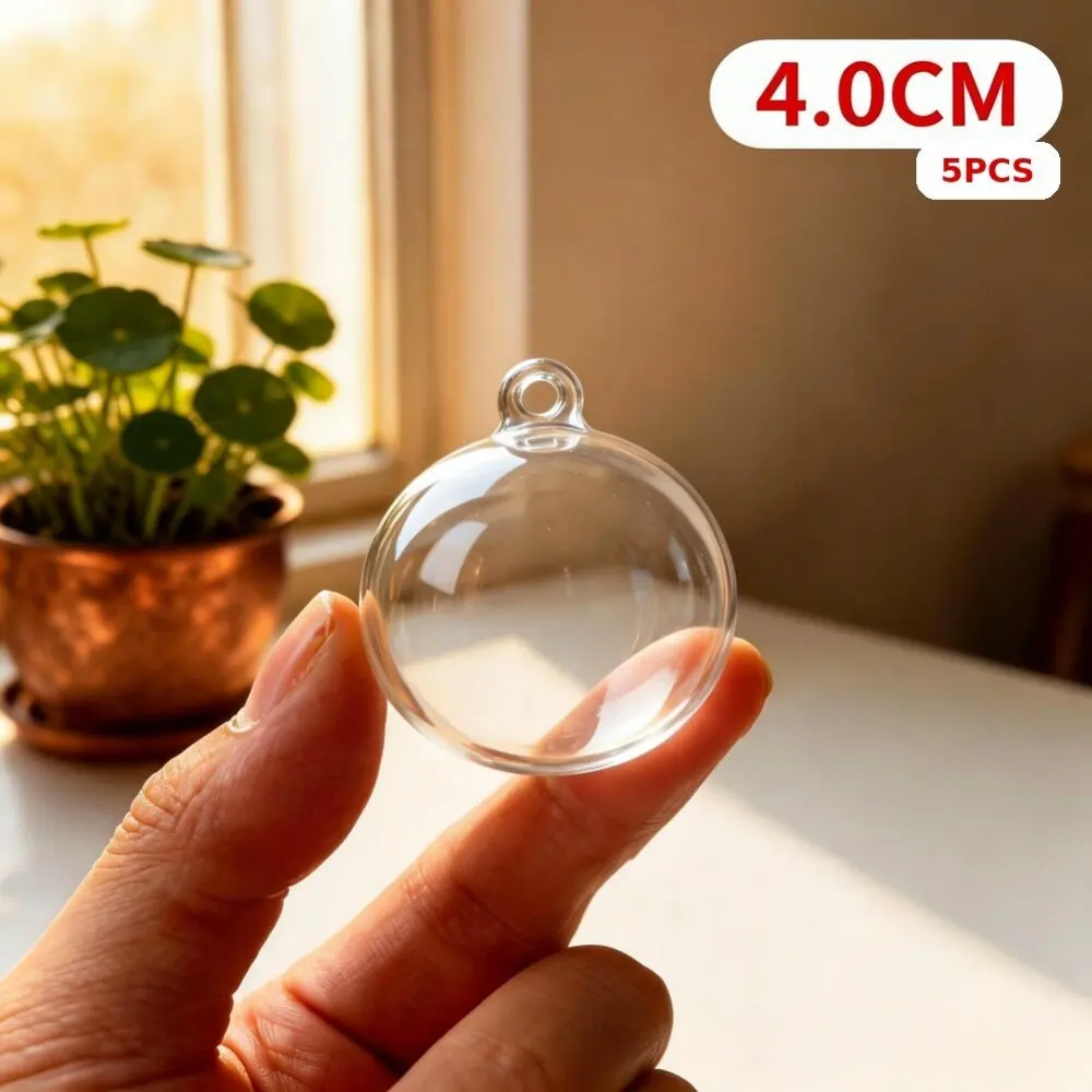 Decorative Fillable Plastic Sphere 4cm Clear Acrylic Ball Ornament Hanging Pendant For Christmas Home Display