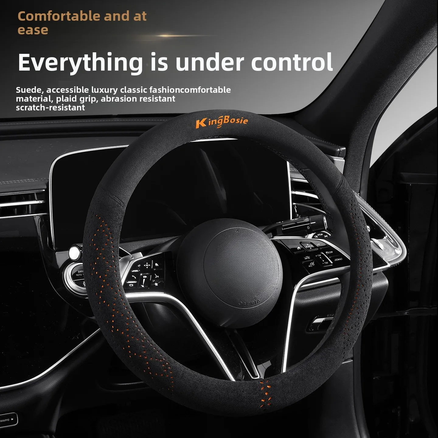 Car steering wheel cover high-end winter suede suede warm anti-slip warm steering wheel protective cover