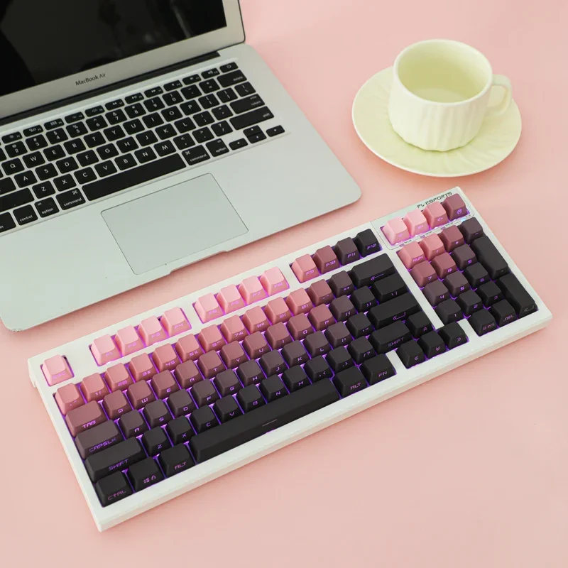 

Gradient Keycaps PBT Double Shot Bean Paste Pink OEM Height Side Print Backlight Mechanical Keyboard Custom AULA F75 Anne Pro 2