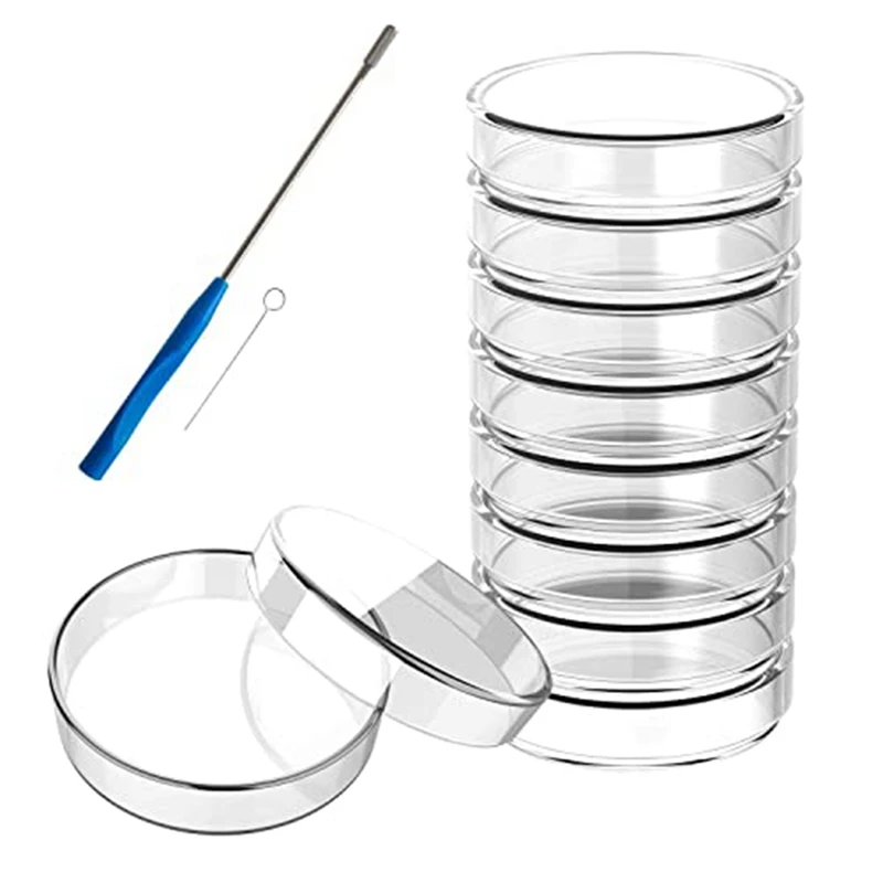 Petri Dish Glass With Lids 60Mm X 15Mm, Pack Of 10 Petri Dish Glass With Reusable Inoculating Loop, Glass Petri Dish Easy To Use