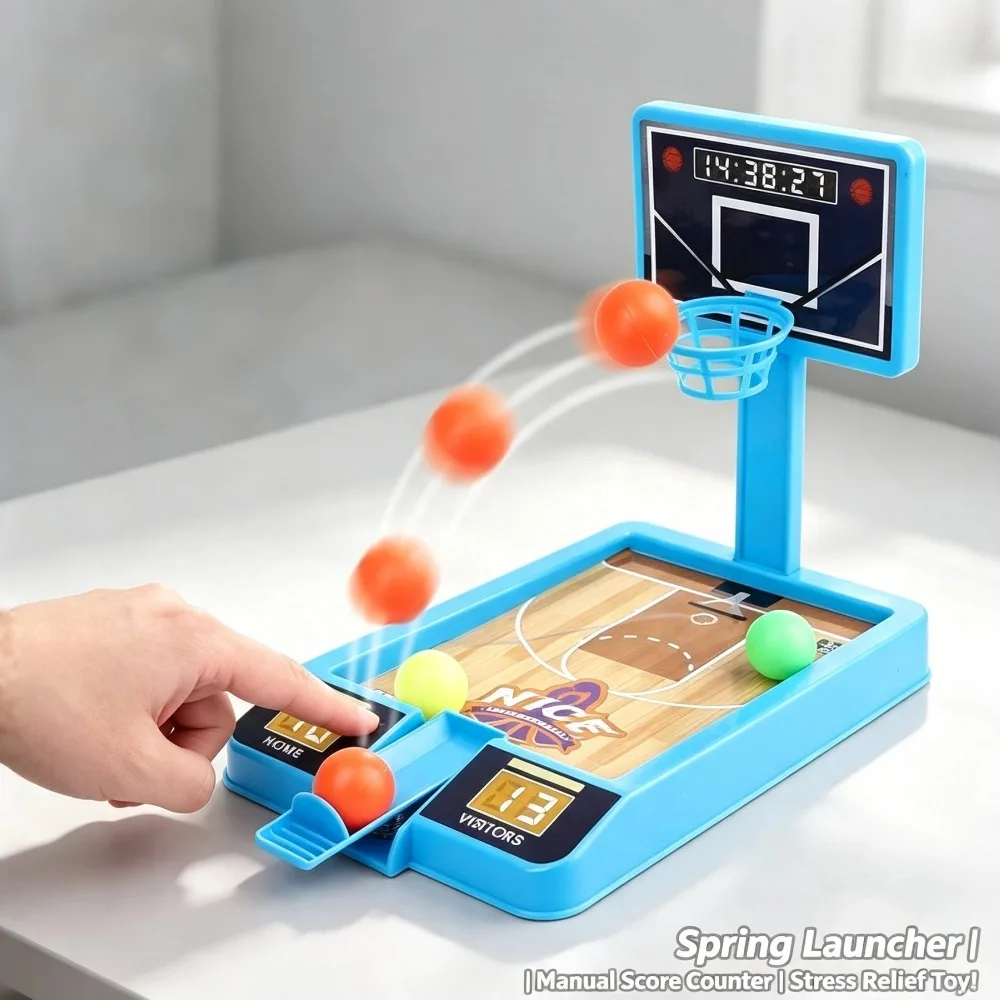 Mini Tabletop Finger Basketball Shooting Toys Party Table Interactive Games Desktop Spring Launcher Toy Decompression Toys