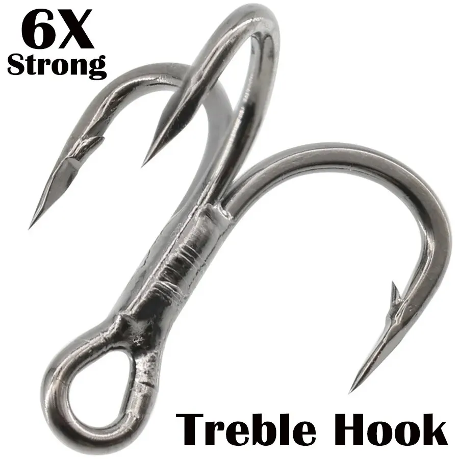 6x Strong Fishing Hooks Treble Hooks for Hook Upgrade Cutting Blade Short Shank Black Nickle 20Pcs 8# 6# 4# 2# 1# 1/0# 2/0# 3/0#