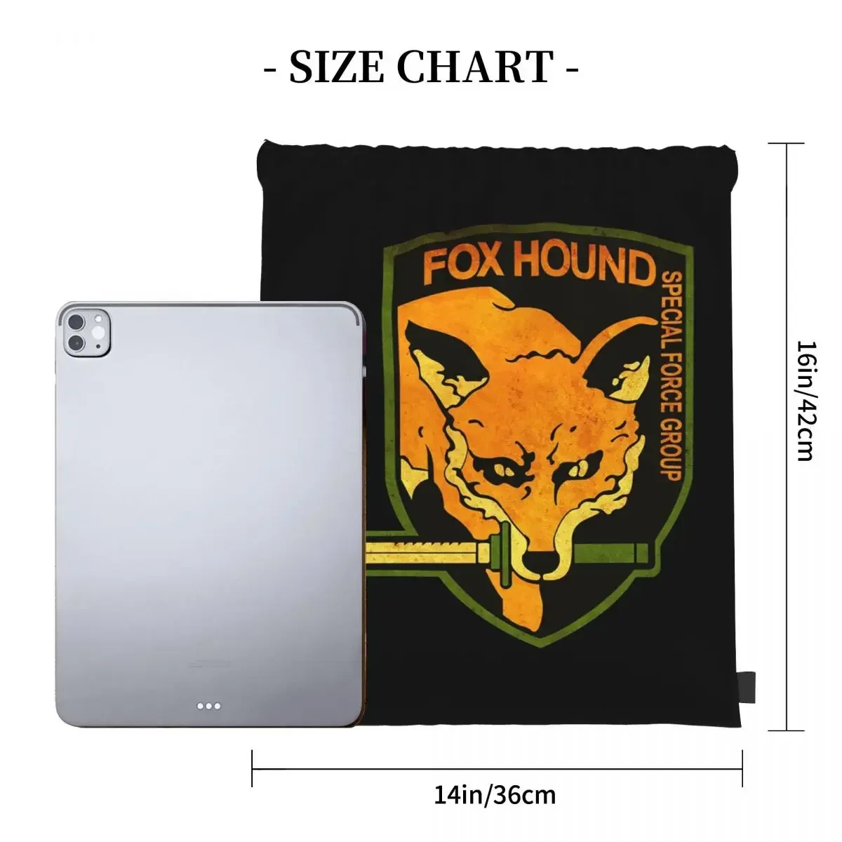 METAL GEAR SOLID  Fox Hound Rust Logo Backpacks Drawstring Bag Drawstring Bundle Pocket Shoes Bag BookBag For Man Woman Students