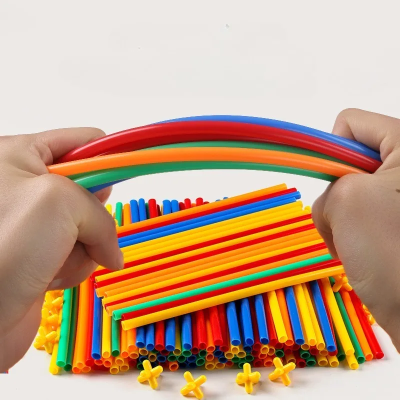 Miękkie słomki dla dzieci, rurki do wody, klocki do łączenia, zabawki do składania, puzzle do przedszkola, uniwersalny konstruktor