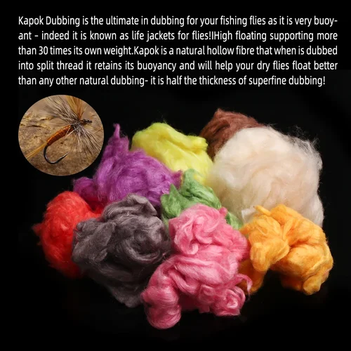 Imagen 2 del producto Vampfly-dispensadores de doblaje de moscas secas Kapok, materiales de atado de moscas de fibra superfina flotante Natural para moscas de trucha Adams Mayfly, 1 paquete