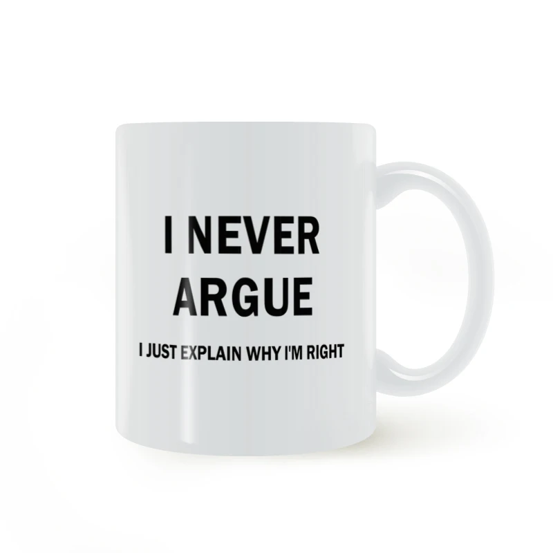 Taza de Café de Cerámica para Oficina, con la Frase 'Nunca me pongo en conflicto, solo explico por qué tengo razón', con Tapa...