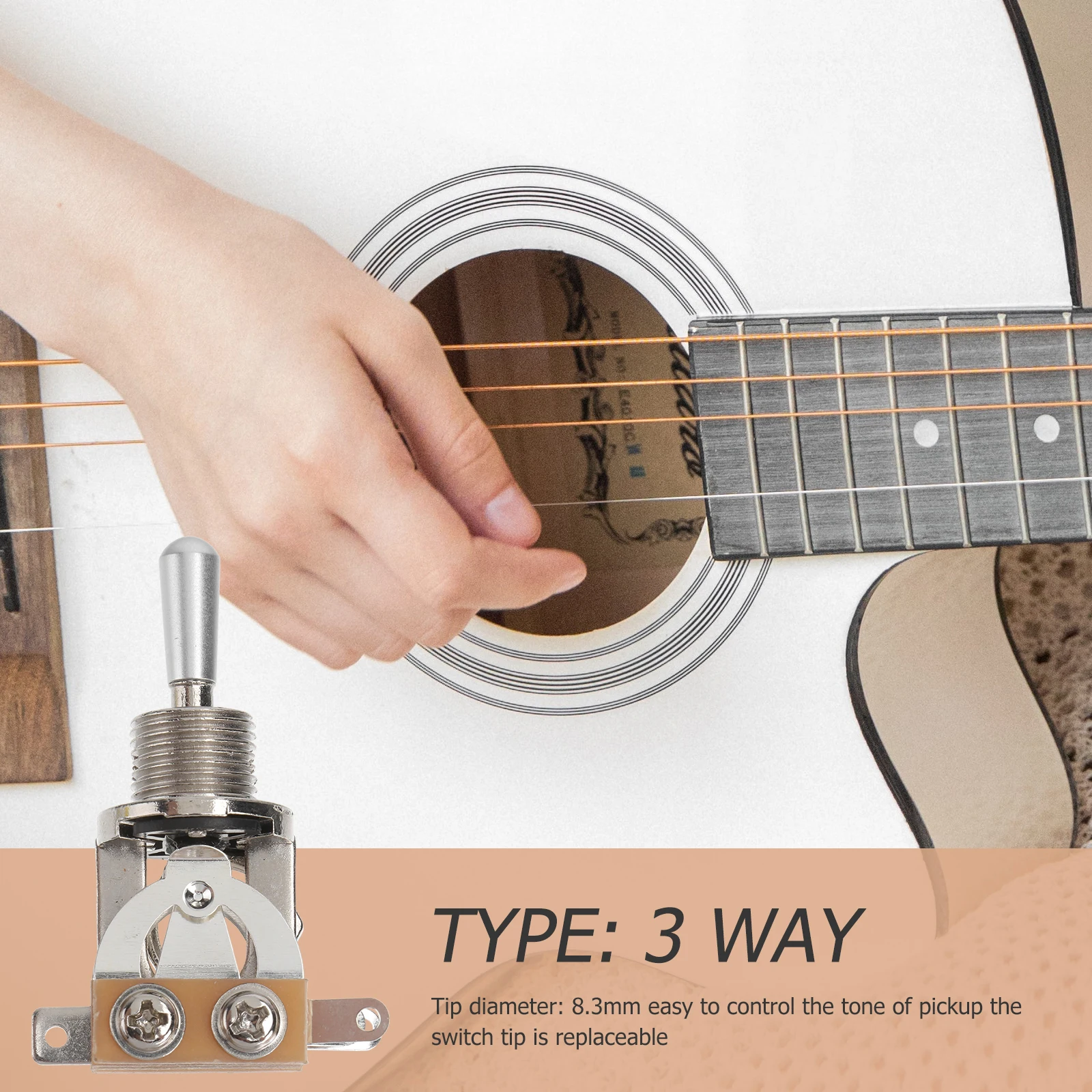 

3 Way Toggle Switch Pickup Selector Treble Washer Ring for Electric Guitar Easy Tone Control Guitar Toggle Pickup