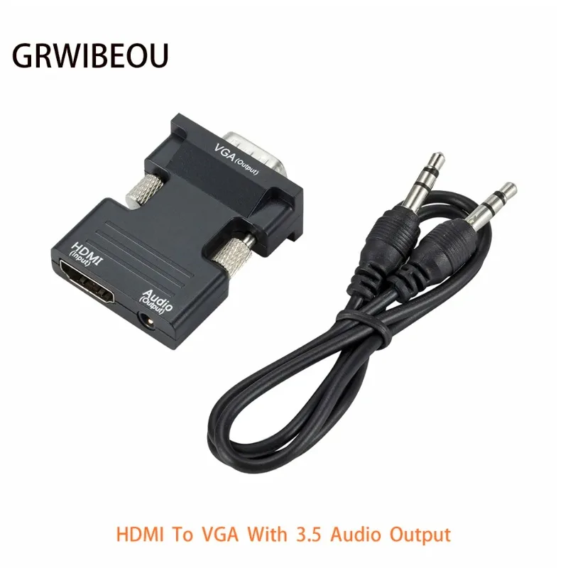 

HDMI-Compatible To VGA Converter HD Female To VGA Male With 3.5 Audio Output Adapter Digital To Analog HD 1080P For PC Laptop