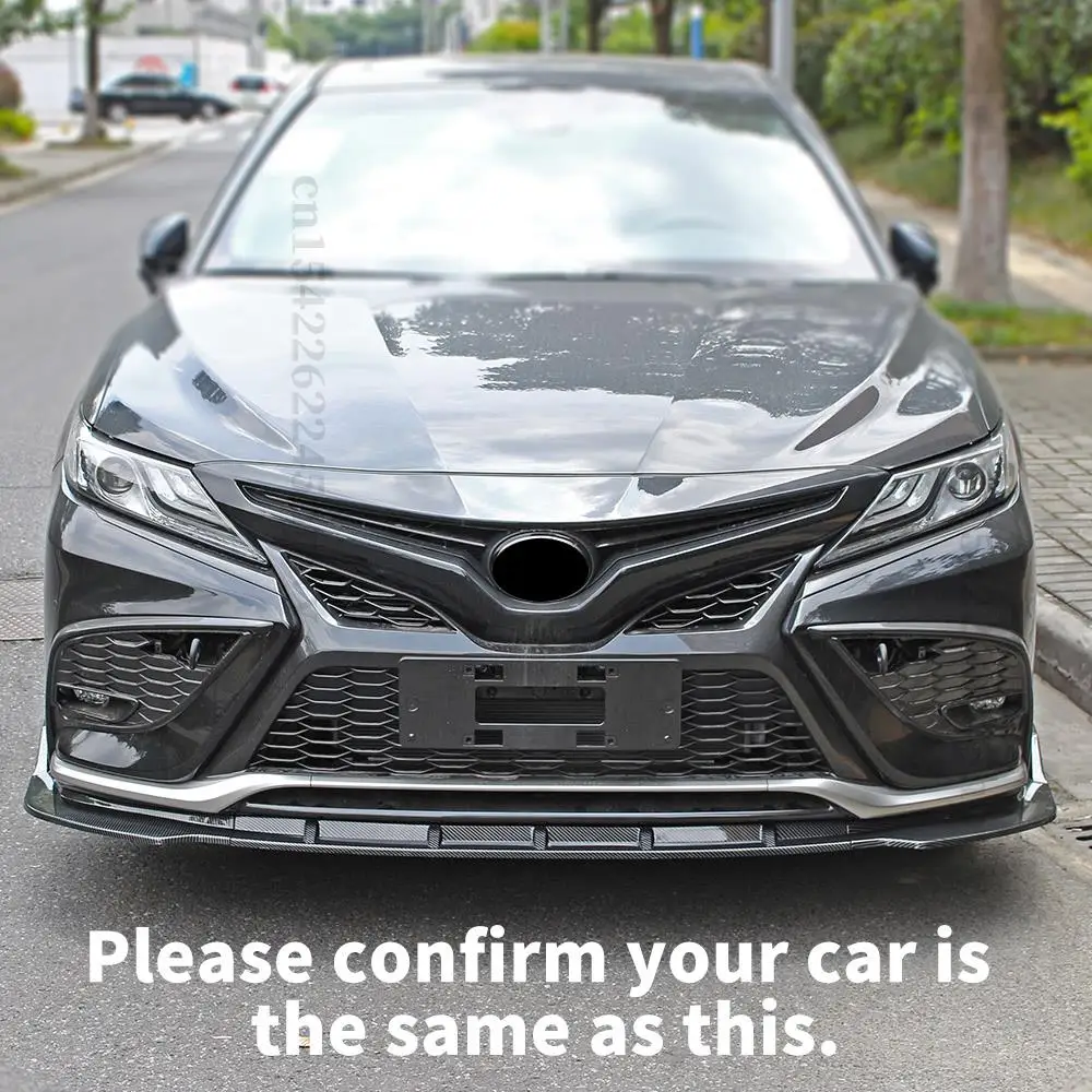 Front Bumper Lip Chin Carbon Fiber Look Body Kit Diffuser Spoiler Deflector Refit Accessories For Toyota Camry 2021 2022 Tuning