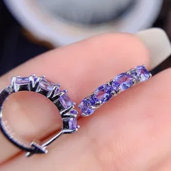 Natural Tanzanite earring Oval Cut Blue Gemstone,Genuine Sterling Silver December Birthstone Engagement earring,Promise Ring