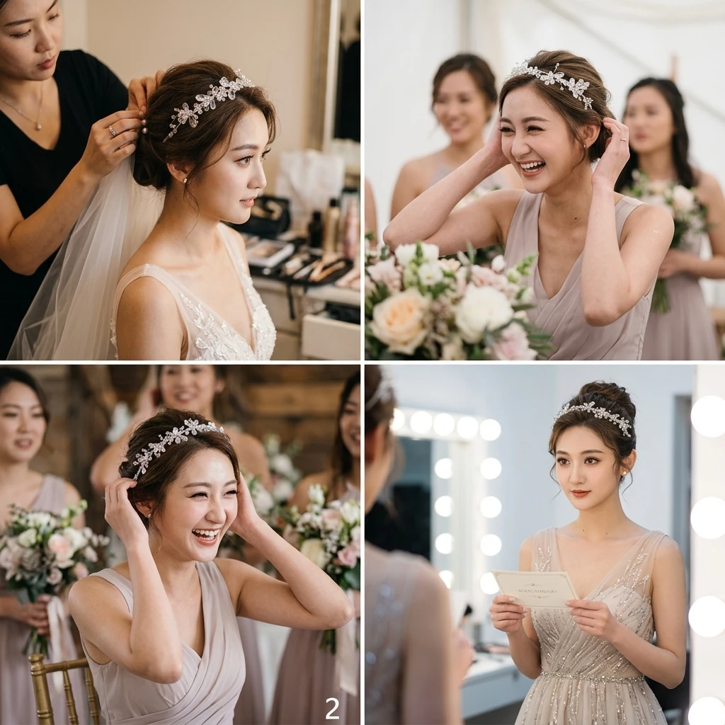 

Comfortable Bridal Headband Elegant for Wedding Party White Crystal Pearl Hair Accessory Princess Crown Jewelry Gift