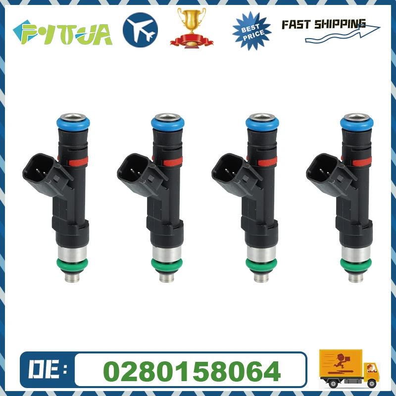 

4pcs fuel Injector 0280158064 5W7EA5A for Ford E-350 Super Duty 2009-2019 6.8L for Lincoln Town Car 4.6L V8 2004-2005