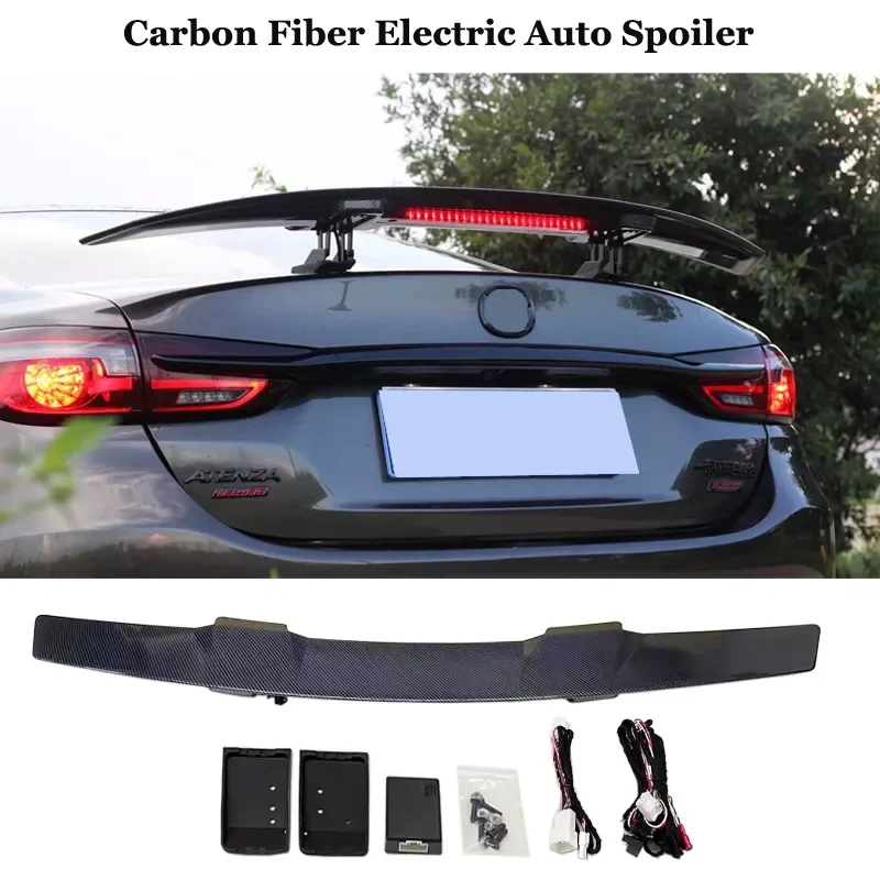 Glossy Carbon Fiber Electric Automatically Universal Rear Trunk Tail Boot Lid Car Spoiler wing For All Sedan Car