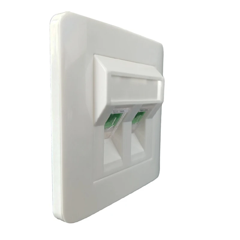 Angled 2 Gangs Fiber Optic SC-SC APC Wall Plate Simplex Beveled Panel Singlemode SC-APC Female Fiber Coupler Adapter Keystone