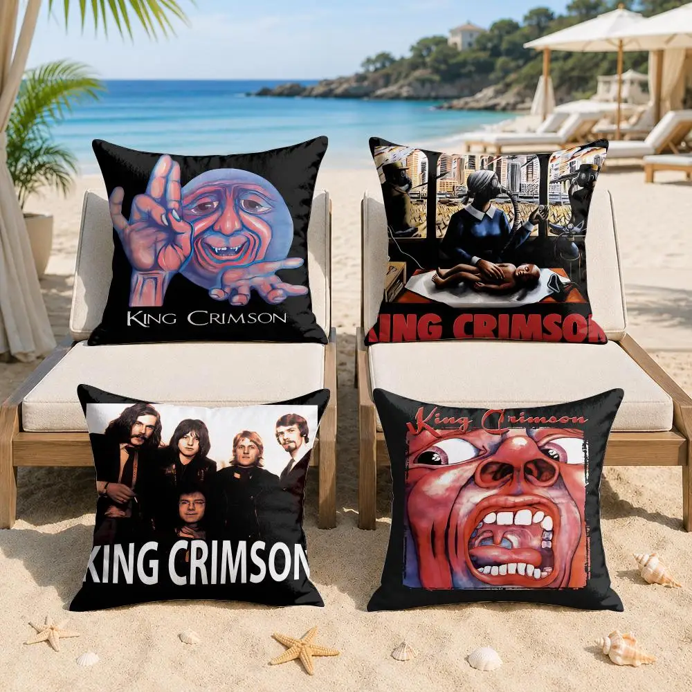 King C-Crimson Rock Band Cool Cushion Cover Silky Short Plush Invisible Zipper Dustproof Sofa Pillow Case For Home Decor