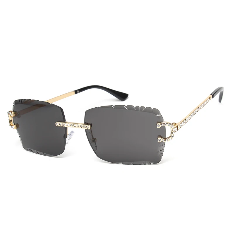 

Square Gem Cut Rimless Sunglasses Trendy Cool Gradient Tint Unisex Sun Glasses Retro Frameless Diamond Cut Lens Shades