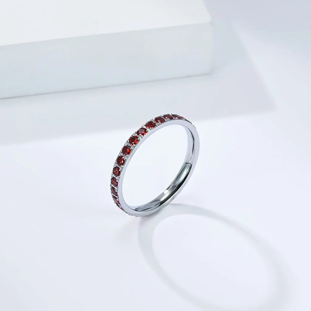 Heißer Verkauf: Hochwertige, stapelbare Fingerringe aus Titanstahl mit Zirkonia für Damen – Modischer Pinky-Ring für Frauen – Detail 7