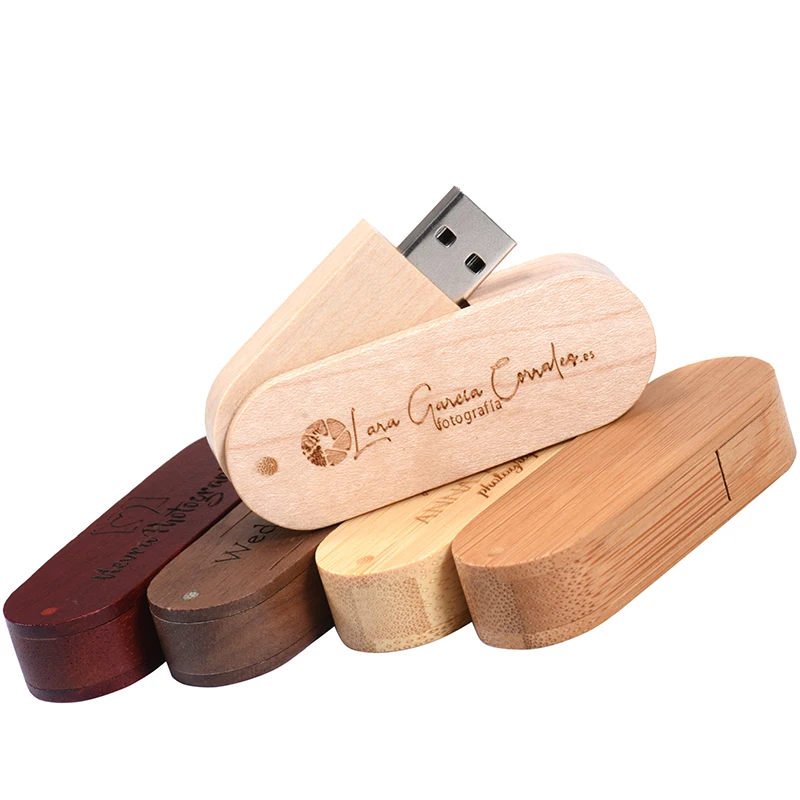 Free Custom Logo Wooden USB 2.0 Flash Drive Portable Photography Gift Pen Drive Real Capacity With Key Chain Memory Stick 64GB