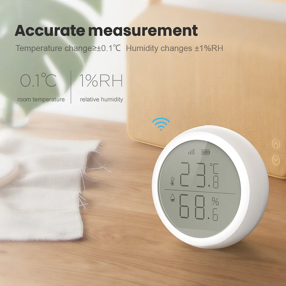 Tuya Smart ZigBee3.0 Temperature and Humidity Sensor Smart Life APP Control Indoor Humidity Detector Works with ZigBee Hub