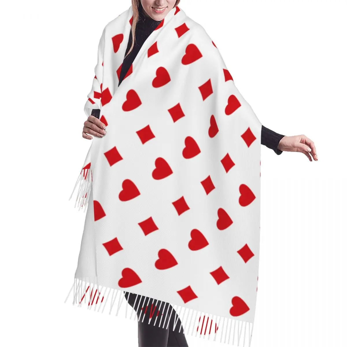 Luxury Brand Alice In Wonderland Hearts And Diamonds Warm Shawls Wrpas Men Women Custom Large Scarves Winter