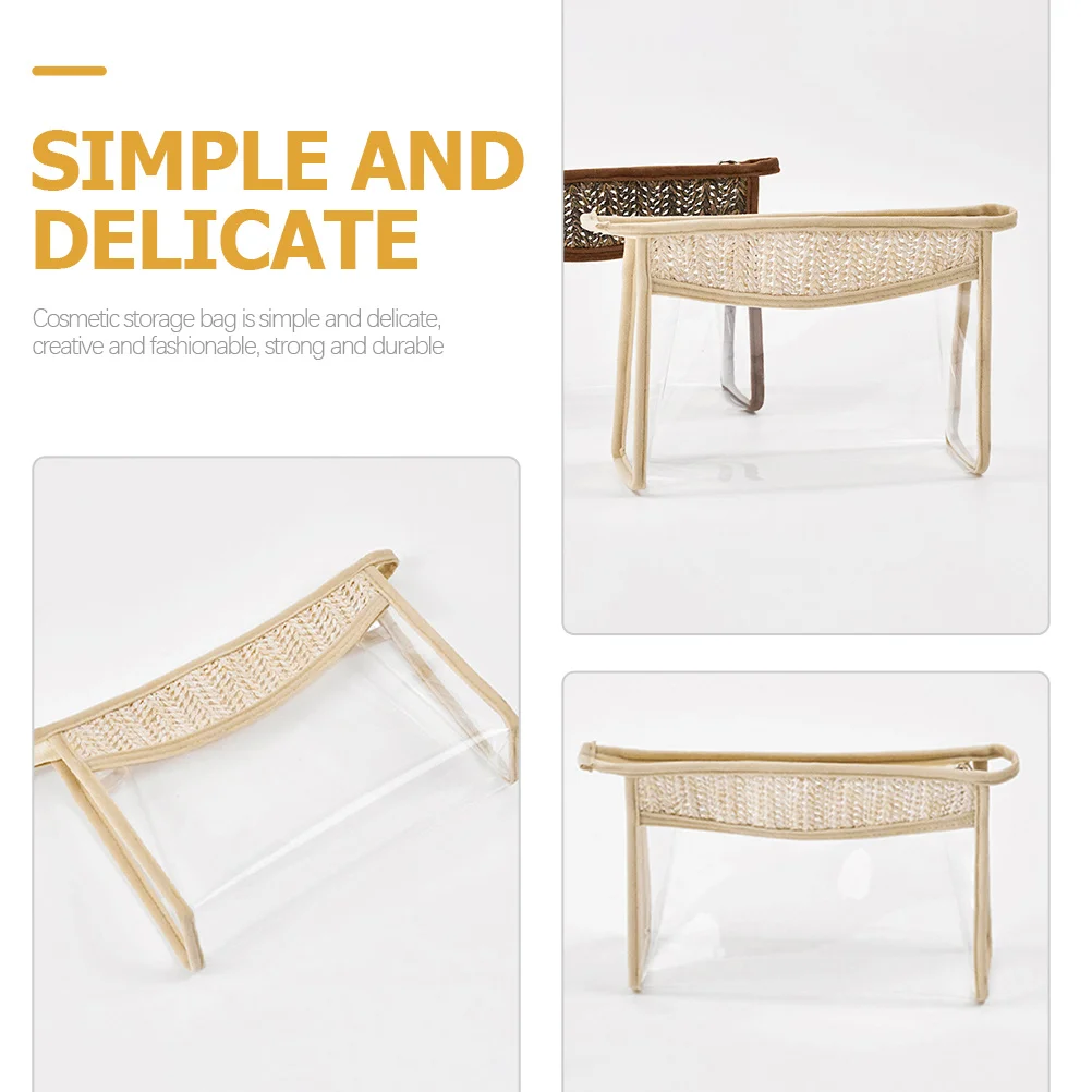 2 szt. Przezroczyste, wodoodporne kosmetyczki do przechowywania makijażu, prosty design z zamkiem błyskawicznym, przenośny organizer podróżny na przybory toaletowe do codziennego użytku.