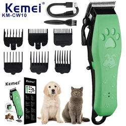 KEMEI Dog Clippers for Grooming Low Noise Professional Pet Kit Cordless Electric Dog Hair Trimmer for Thick Coat High Power